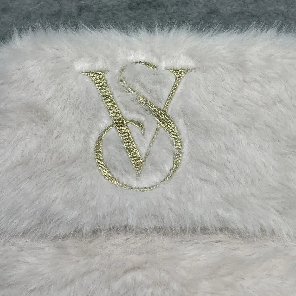 NWT Exclusive Victoria's Secret Christmas Stocking White Faux Fur Gold Lettering